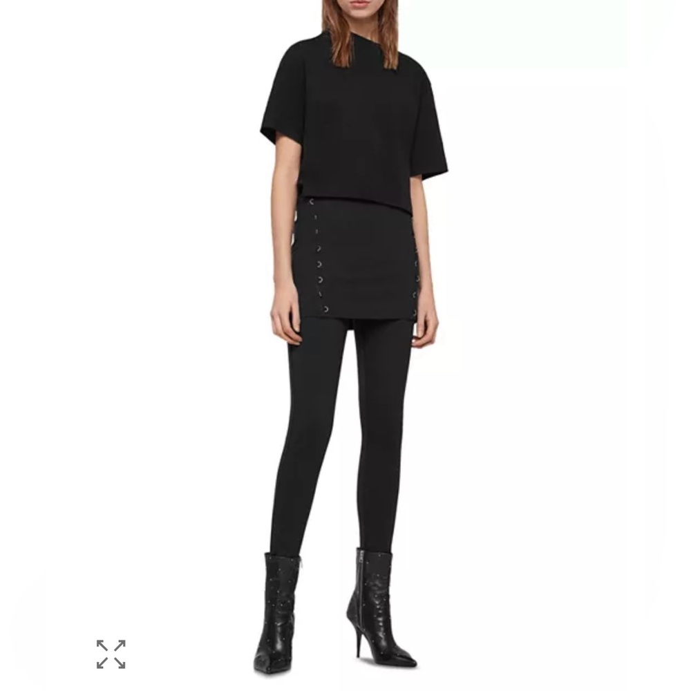 All Saints Black Leggings with Mini Skirt Overlay